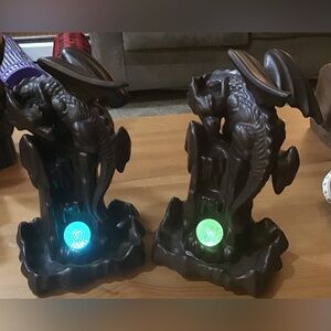 Dragon ceramic backflow used set incense burner holder with light up  color ball